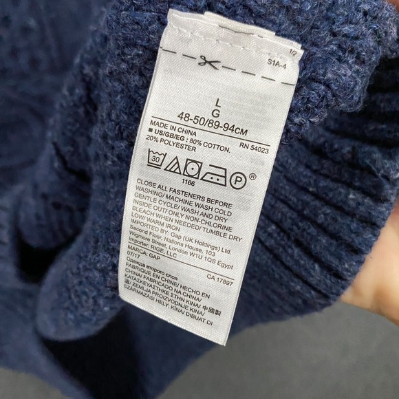 Gap Cardigan Sweater Mens L Budding Cable Knit Fisherman Shawl Collar Grandpa - Picture 3 of 9